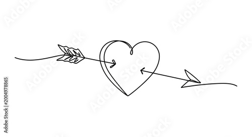 Canvastavla Heart pierced by love arrow symbol.