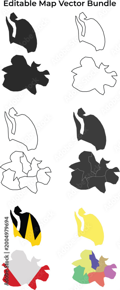 Fototapeta premium Antigua and barbuda map outlines, silhouettes, and flag variations