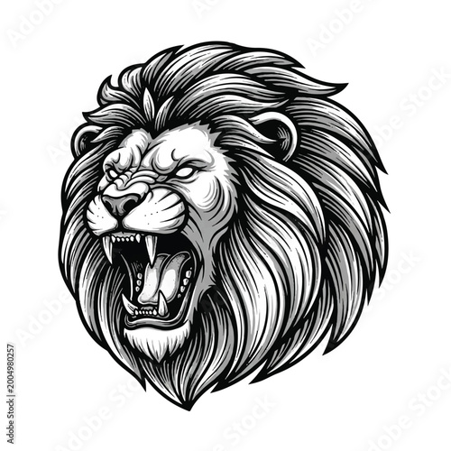 Roaring Lion Head Illustration Closeup 1.