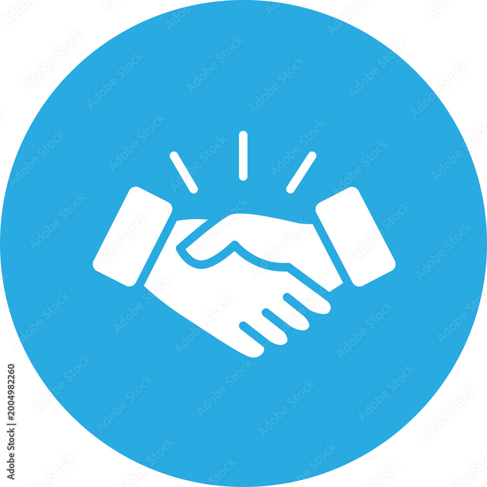 Obraz premium Handshake with light rays icon isolated on transparent background