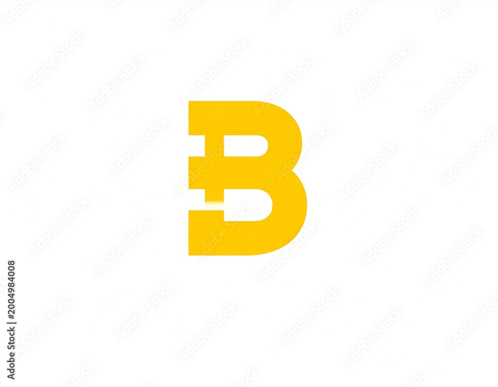 Fototapeta premium Abstract yellow 'B' on a white background