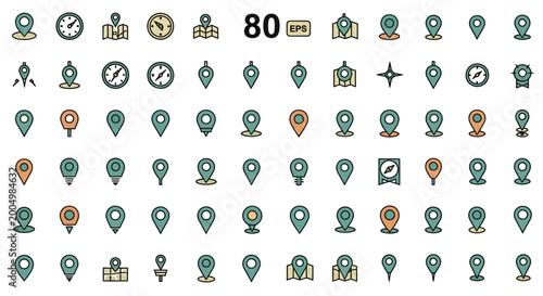Tableau sur toile Map Pin Icons Set