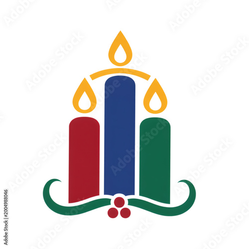 Colorful candle design with three candles and decorative elements  