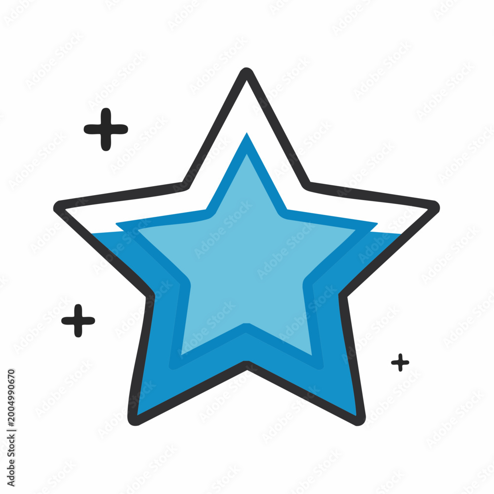 Obraz premium Blue Star Icon with Sparkles
