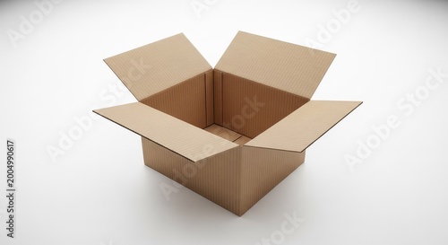 empty open cardboard box isolated on white background minimal packaging concept