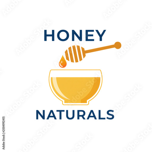 Honey dripping from spoon into bowl with brand name 