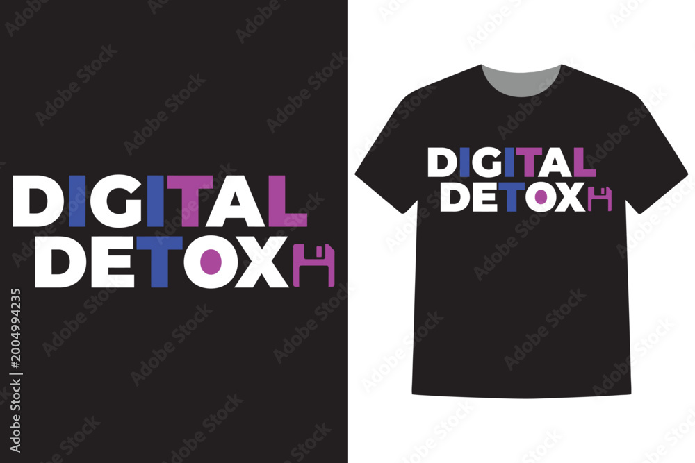 Naklejka premium Modern colorful typography design for digital detox concept on tshirt and flat display