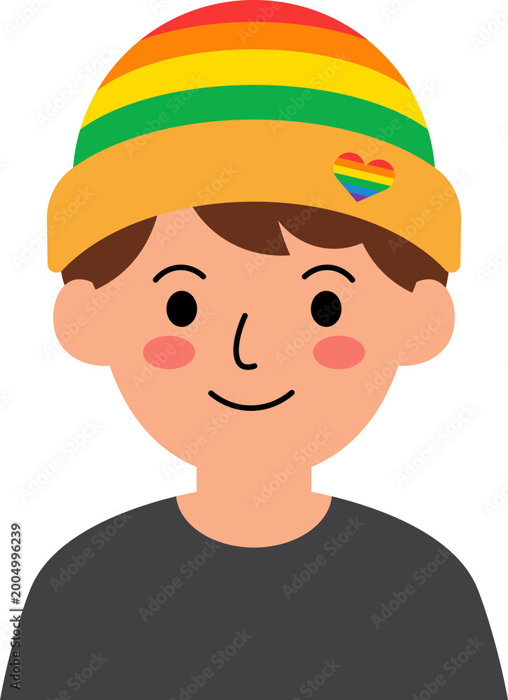 Obraz premium Person Wearing Rainbow Beanie Hat vector shape