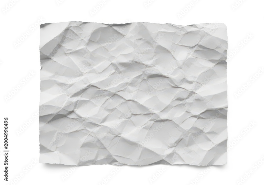 Obraz premium Crumpled white paper texture with wrinkles and creases