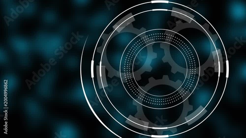 Digital infographic interface displaying the word NETWORK ACTIVE surrounded by business and finance on a dark technological background with network lines 4k video