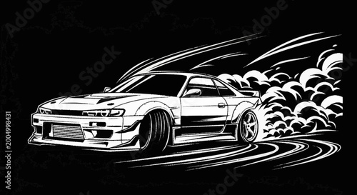 Drifting Car Racing Illustration.