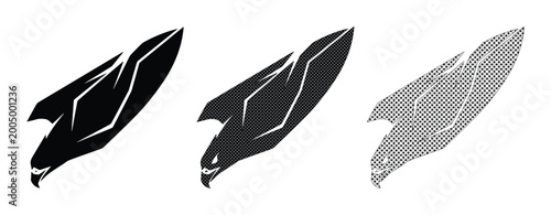 Obraz na plátně Stylized eagle head vector set, aggressive hawk mascot silhouettes, black and gr