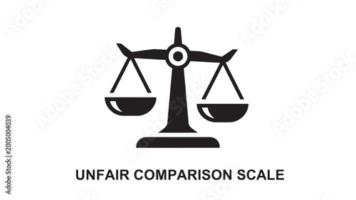 Unfair Comparison Scale Concept Illustration: Minimalist Vector Icon of a Weighted Balance Scale, Symbolic Graphic for Social Inequity, Workplace Bias, and Psychological Pressure Awareness