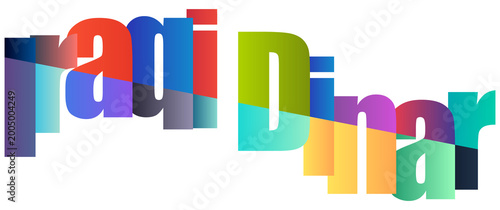 Photos Colorful gradient text design featuring iraqi dinar letters