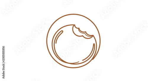 Schilderij op canvas Bitten Cookie Icon - Simple Line Art Illustration on White Background