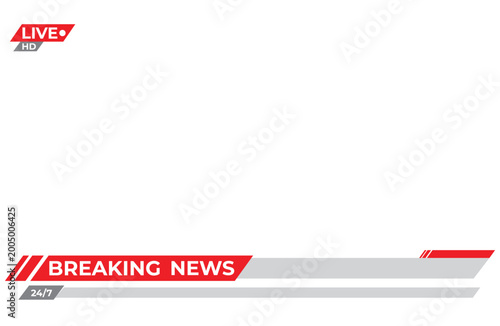 Fotografía Professional Breaking News Live Stream Overlay Template with Red and Grey Graphi