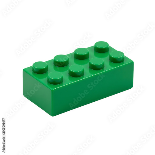 The Best  Green Plastic Building Block Toy Brick Isolated on White Background. Green LEGO Brick illustration On White .