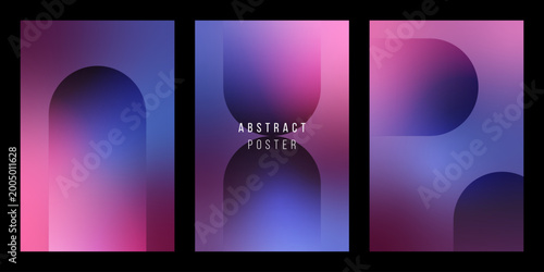 Abstract pink purple blue gradient design with blurred arches and circles