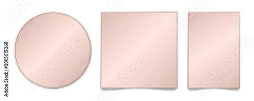 Принти на полотні Set of pink pastel frames in circle square and rectangle shapes with geometric s