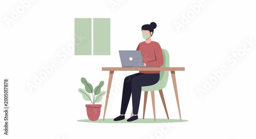 Woman sitting with laptop computer.