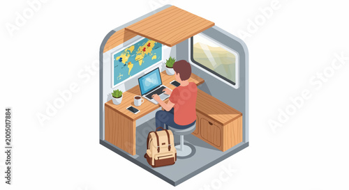 Woman Working on Computer at Desk.