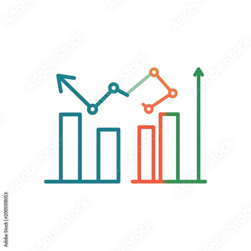 Abstract bar charts with line graph trends