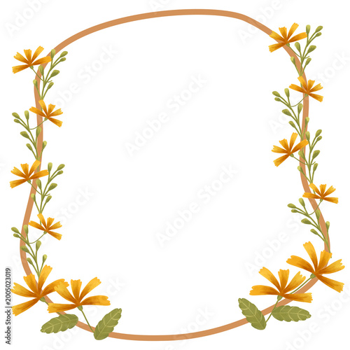 Rustic Oval Orange Floral Frame; great for autumn decorations and vintage posters