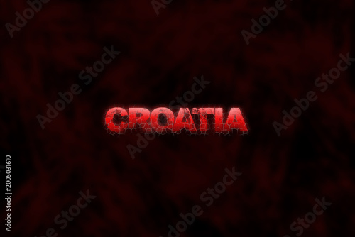 Konstfotografi Croatia, a European country, written out in red grunge letters on a black background