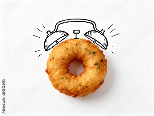 Creative Donut Alarm Clock Concept Illustration on White Background