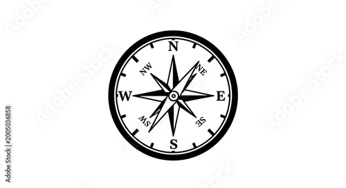 Tableau sur toile Compass Rose Navigation Tool - North East South West Directions