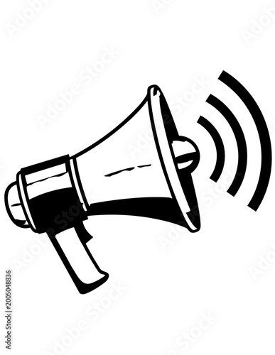 Bild auf Leinwand Black and white megaphone illustration.