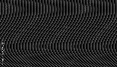 Abstract black and white wavy line pattern background with grainy texture