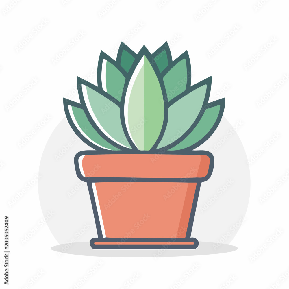 Fototapeta premium Flat Design Succulent Plant in a Terracotta Pot