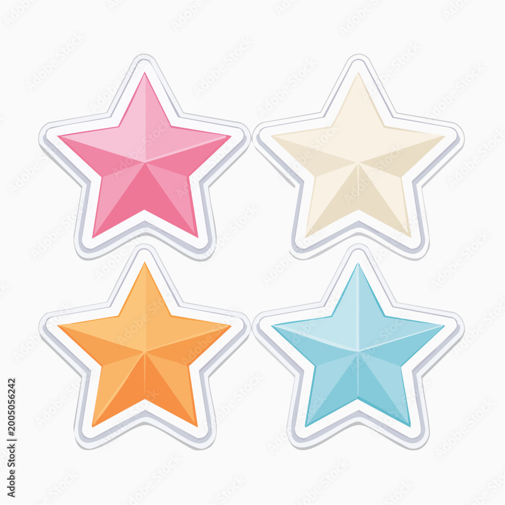 Obraz premium Four Colorful Star Stickers