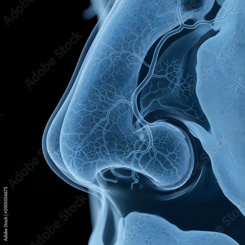 X-ray, human nose, blue, medical, anatomy, sinus