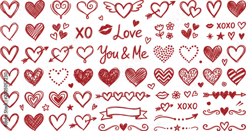 Seamless vector pattern illustration featuring red and white heart shapes on a white background for Valentine's Day romance decoration and holiday wedding card design