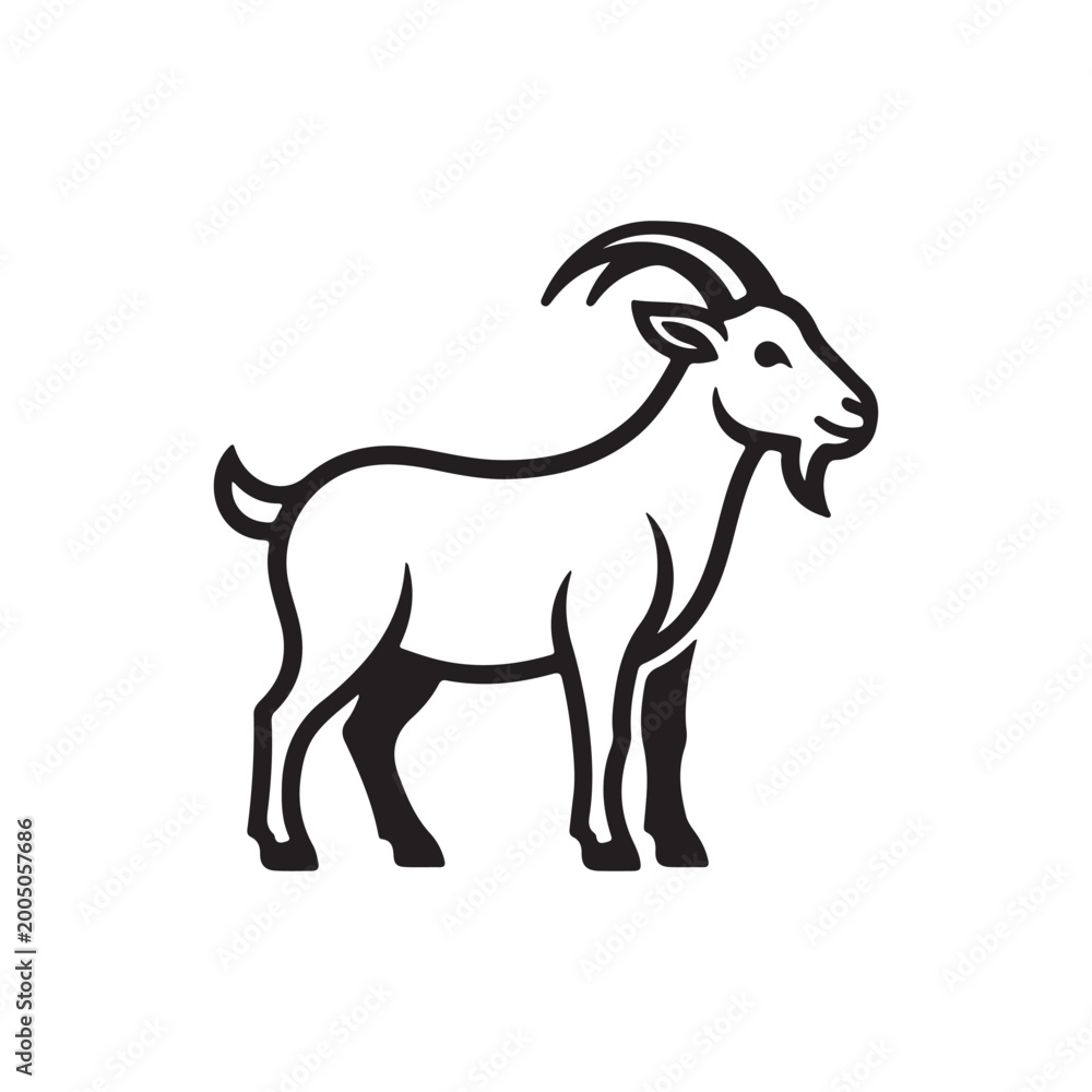Fototapeta premium Goat icon vector on White Background ,Vector Art Illustration on white background.