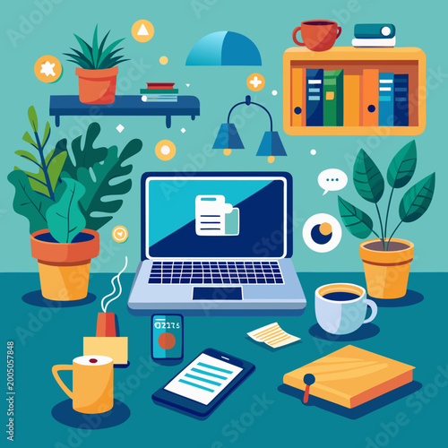 vector illustration of office objects