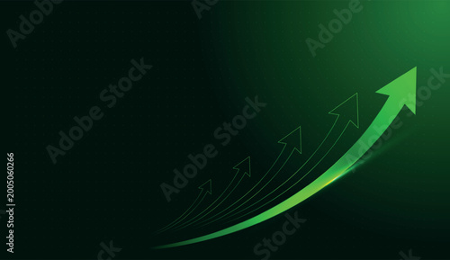 Obraz na plátně Vibrant Green energy streaks reflect a powerful upward momentum, ideal for tech-driven Business presentations