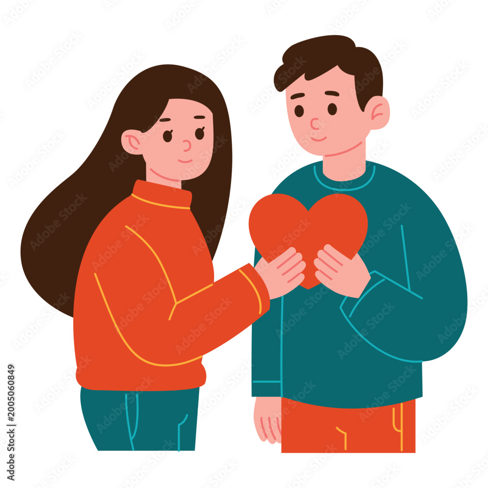 Fototapeta premium Romantic illustration of man and woman