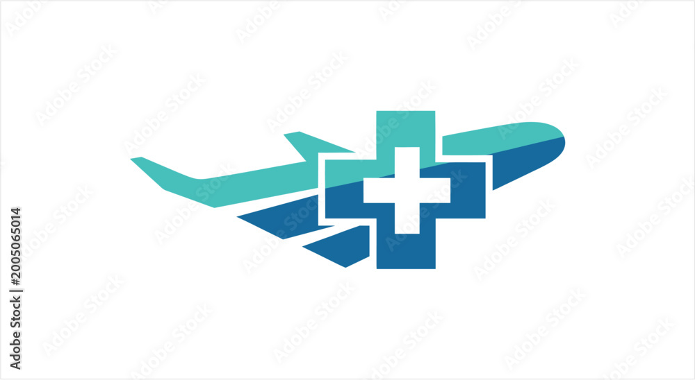 Fototapeta premium Airplane with Medical Cross Symbol.