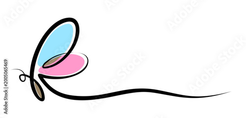 The one line color butterfly symbol.
