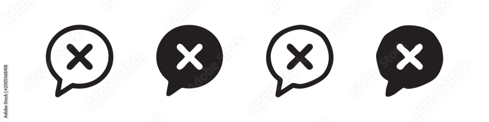 Fototapeta premium Speech bubble with cancel or close cross icons