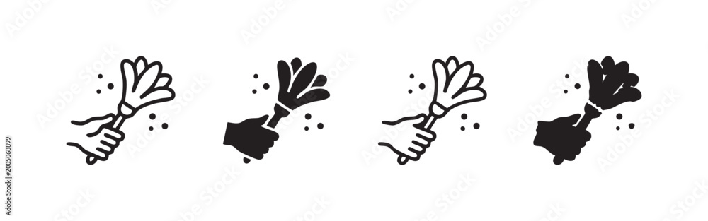 Obraz premium Feather Duster and Hand Cleaning Icon Set