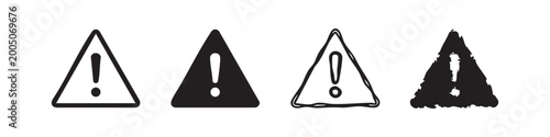 Warning Triangle Icon Set, Exclamation Mark Symbols for Hazard and Alert