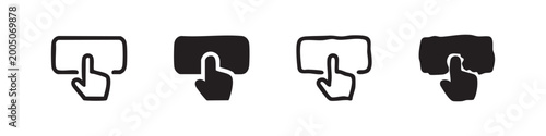 Εκτύπωση καμβά Finger tapping on screen icon set for touch interaction in various artistic styl