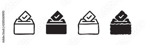 Valokuva Set of four ballot box icons: outline, solid, sketch, and distressed