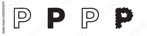 Free Download Letter P icons set in various styles, typographic element and alphabet symbol. - GFXLoad