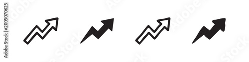 Bild auf Leinwand Lightning Bolt Up Arrow Icon Set - Energy Growth, Speed, and Fast Progress Symbo