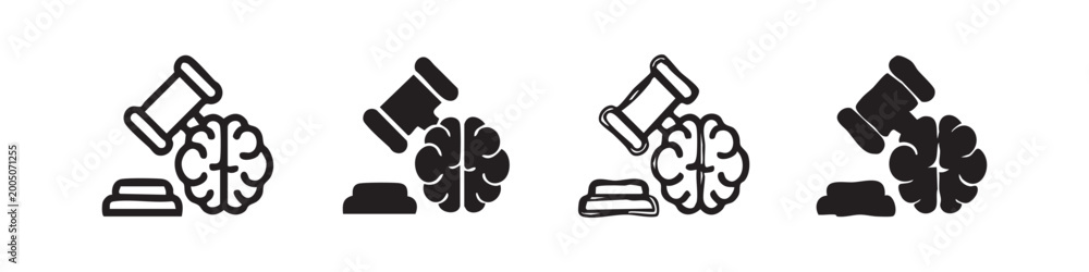Fototapeta premium Intellectual Property Law and Brain Gavel Icon Set